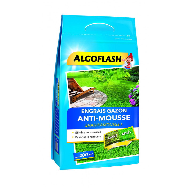 Engrais gazon anti-mousse sac 6kg pr 200m - ALGOFLASH 