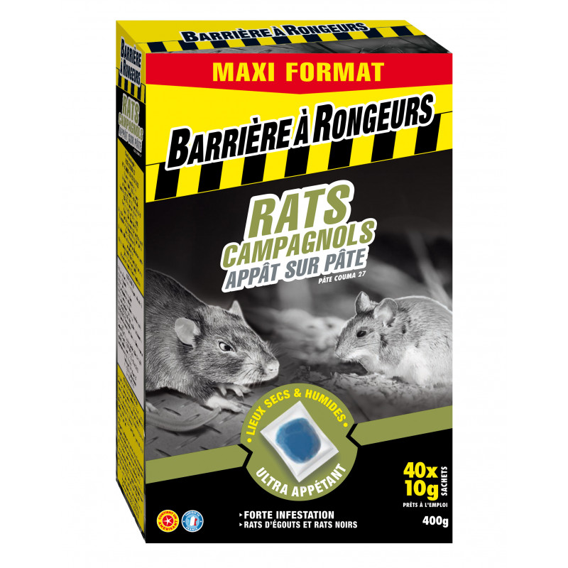 Rats&campagnols appât sur pâtée maxi format 400g - BARRIERE A RONGEURS 