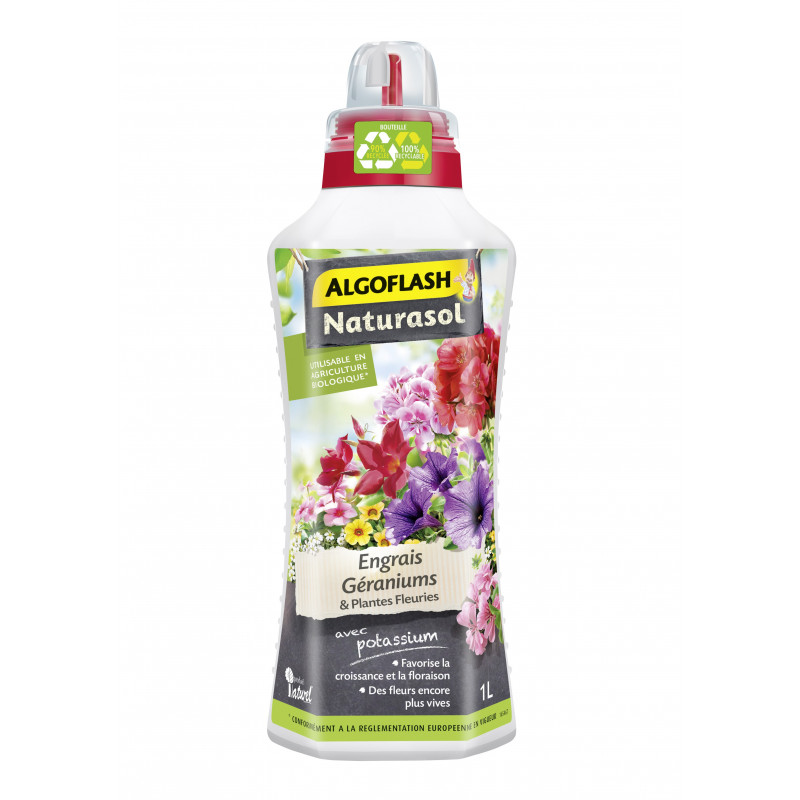 Engrais liquide géraniums et plantes fleuries 1l - ALGOFLASH 