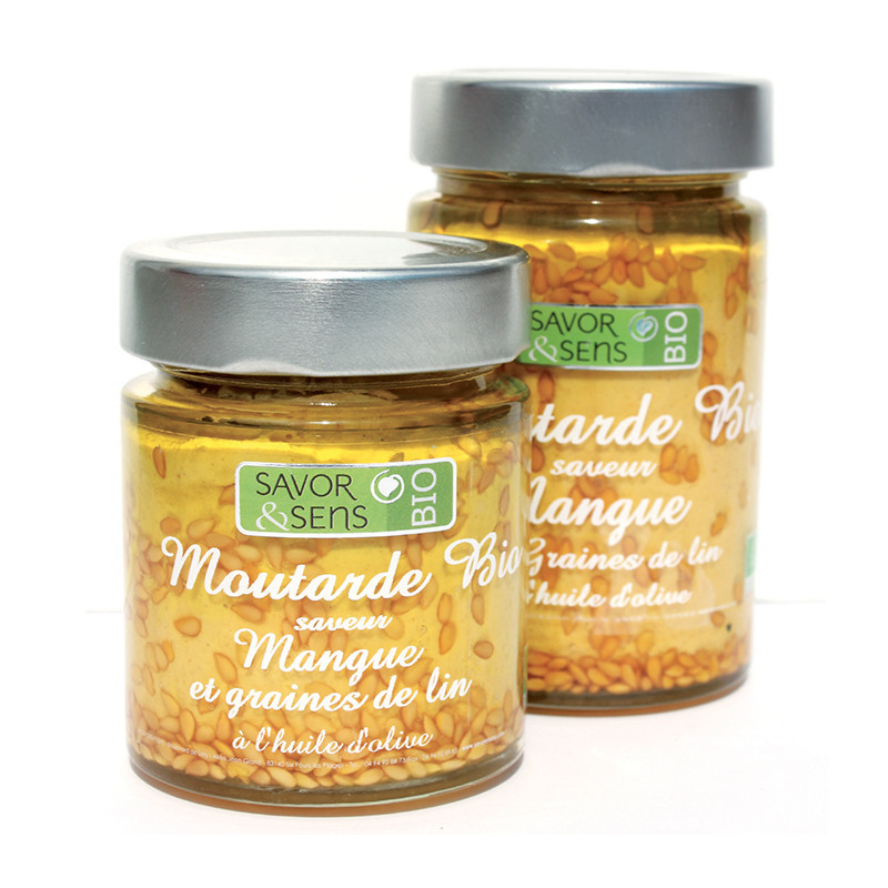 Moutarde Bio saveur Mangue Graine de Lin 130g - SAVOR ET SENS 