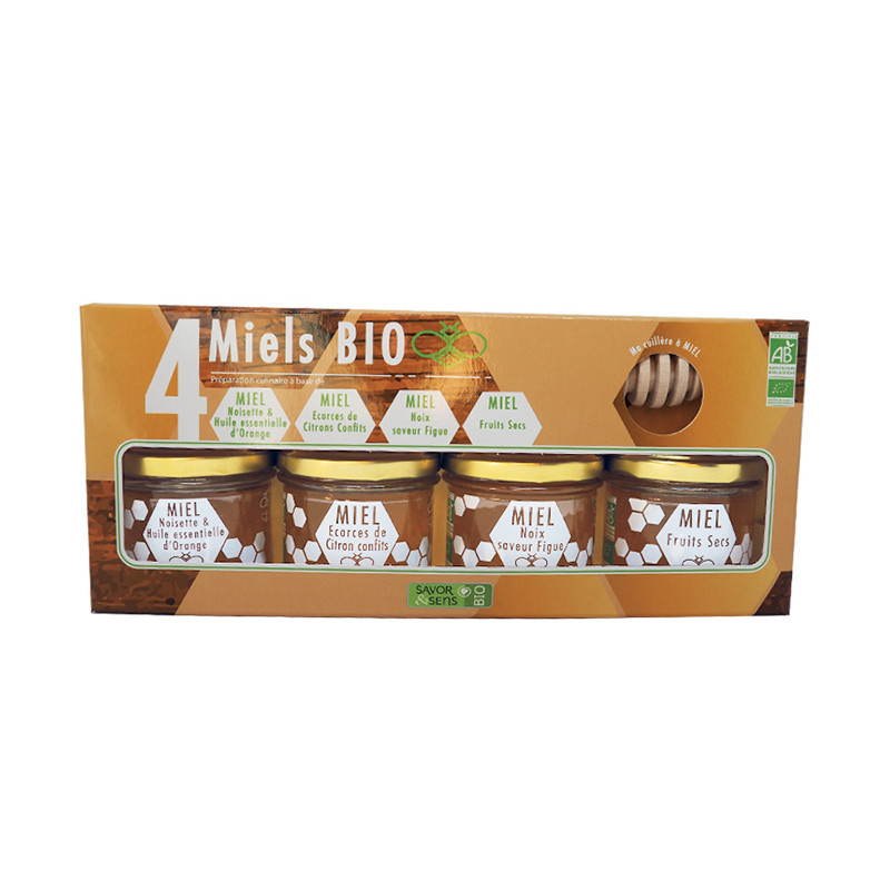 Coffret 4 Miels BIO 120g - SAVOR ET SENS 