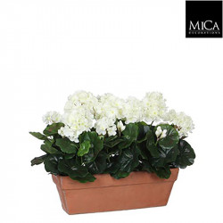 Géranium blanc jardinière terra - l39xb13xh40cm - MICA 