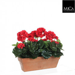 Géranium rouge jardinière terra - l39xb13xh40cm - MICA 
