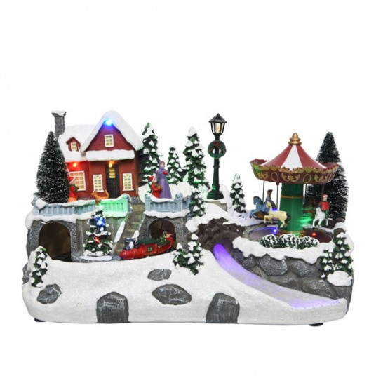 Scène village 34x19cm LED Lumineo Desjardins.fr