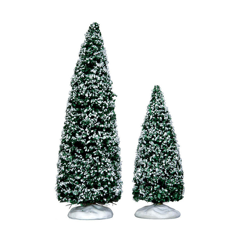 SNOWY JUNIPER TREE MEDIUM SMALL SET OF 2 - LEMAX